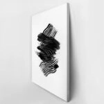 Πίνακας σε Καμβά BOHO BLACK & WHITE WAVE BRUSH STROKE INK PAINT STAINS