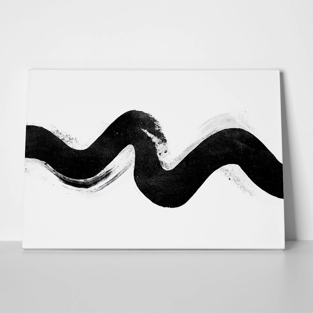 Πίνακας σε Καμβά BOHO BLACK & WHITE WAVE BRUSH STROKE