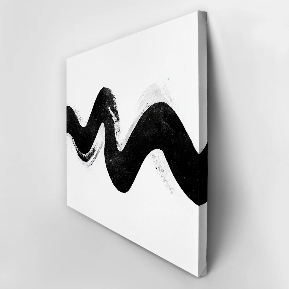 Πίνακας σε Καμβά BOHO BLACK & WHITE WAVE BRUSH STROKE