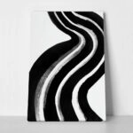 Πίνακας σε Καμβά BOHO BLACK & WHITE WAVE LINES
