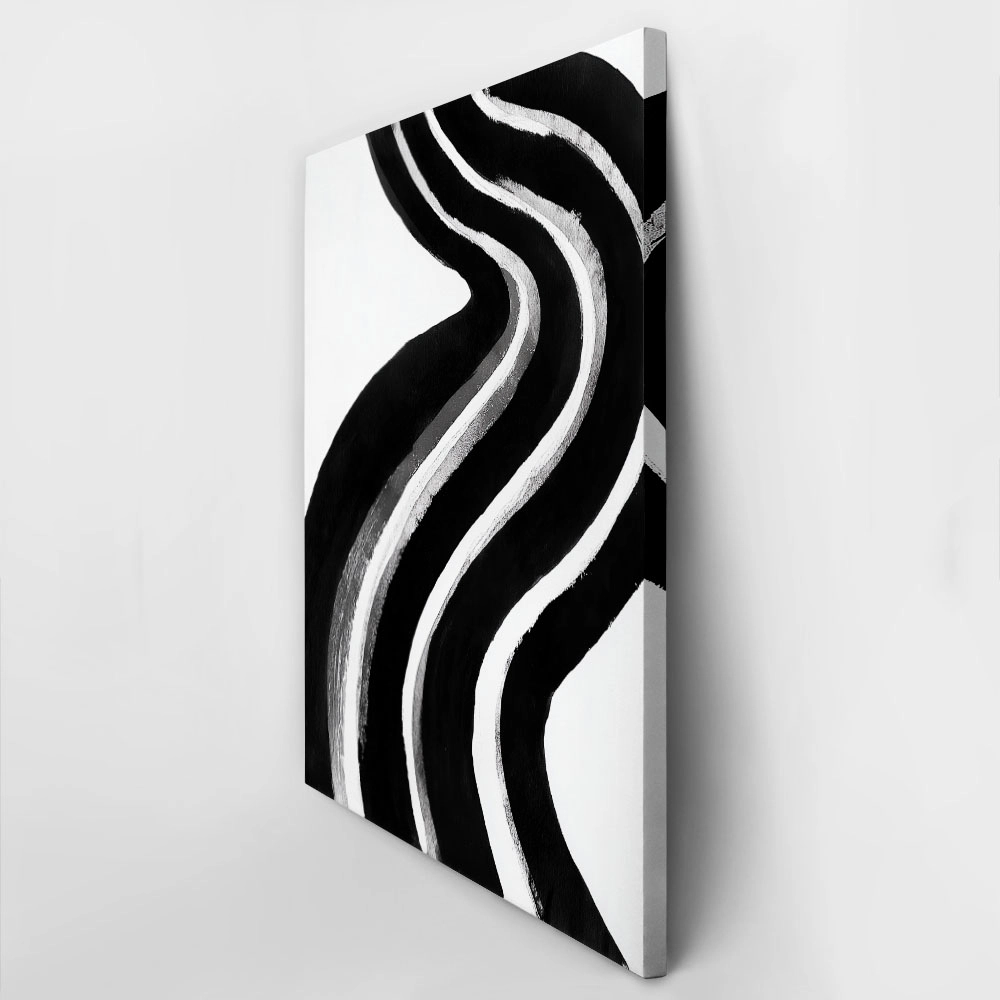 Πίνακας σε Καμβά BOHO BLACK & WHITE WAVE LINES