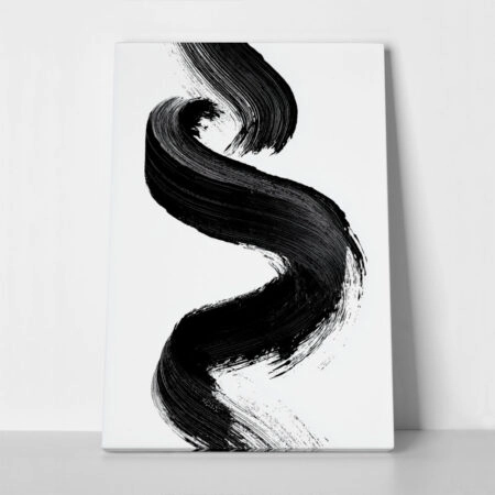 Πίνακας σε Καμβά BOHO BLACK & WHITE WAVY BRUSH STROKE
