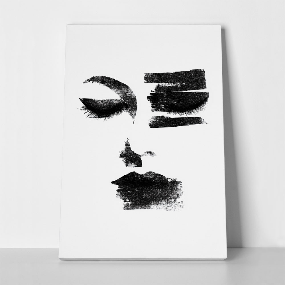 Πίνακας σε Καμβά BOHO BLACK & WHITE WOMAN FACE 2