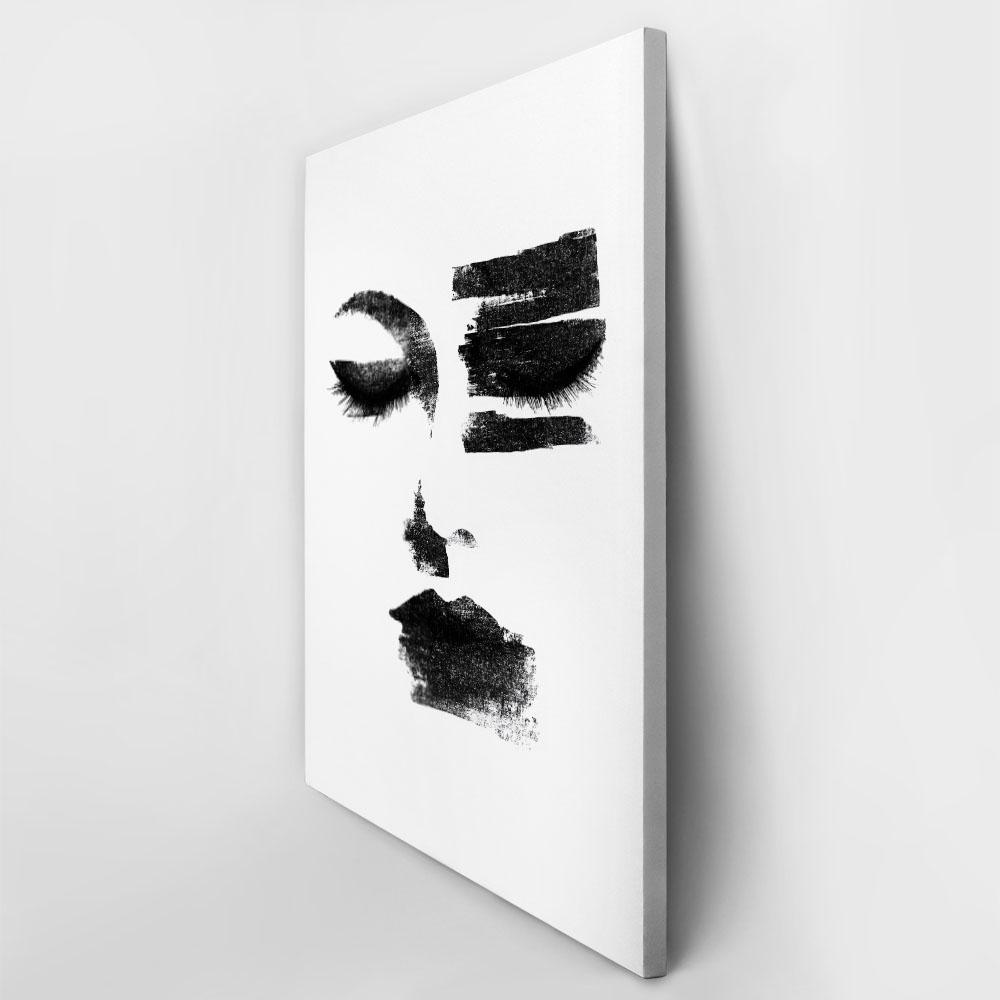Πίνακας σε Καμβά BOHO BLACK & WHITE WOMAN FACE 2