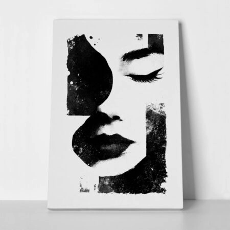 Πίνακας σε Καμβά BOHO BLACK & WHITE WOMAN FACE 3