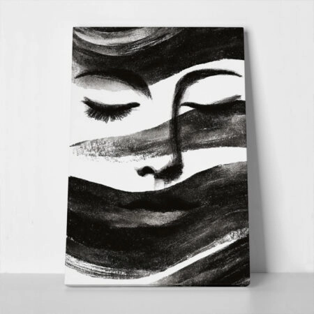 Πίνακας σε Καμβά BOHO BLACK & WHITE WOMAN FACE 4