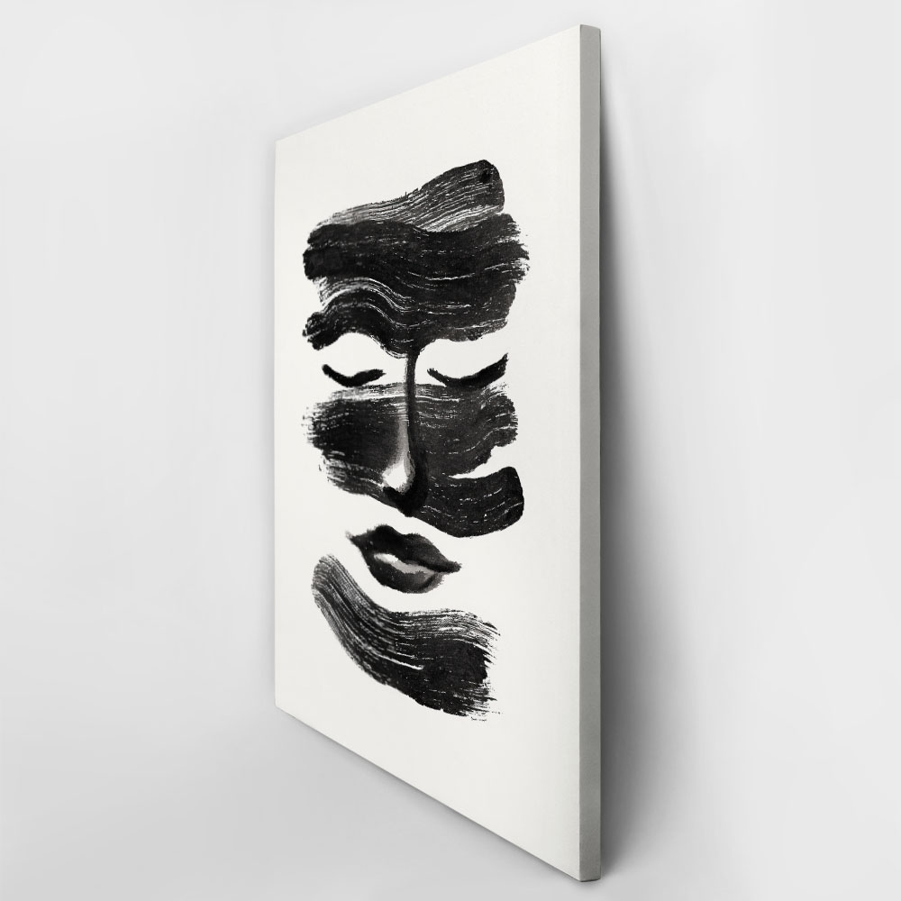 Πίνακας σε Καμβά BOHO BLACK & WHITE WOMAN FACE 6