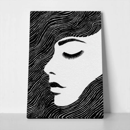 Πίνακας σε Καμβά BOHO BLACK & WHITE WOMAN FACE 7