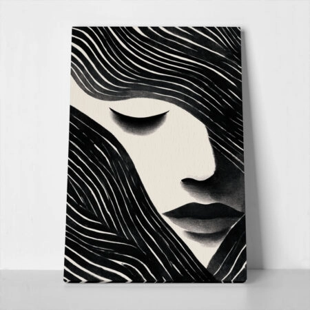 Πίνακας σε Καμβά BOHO BLACK & WHITE WOMAN FACE 8