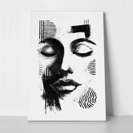 Πίνακας σε Καμβά BOHO BLACK & WHITE WOMAN FACE