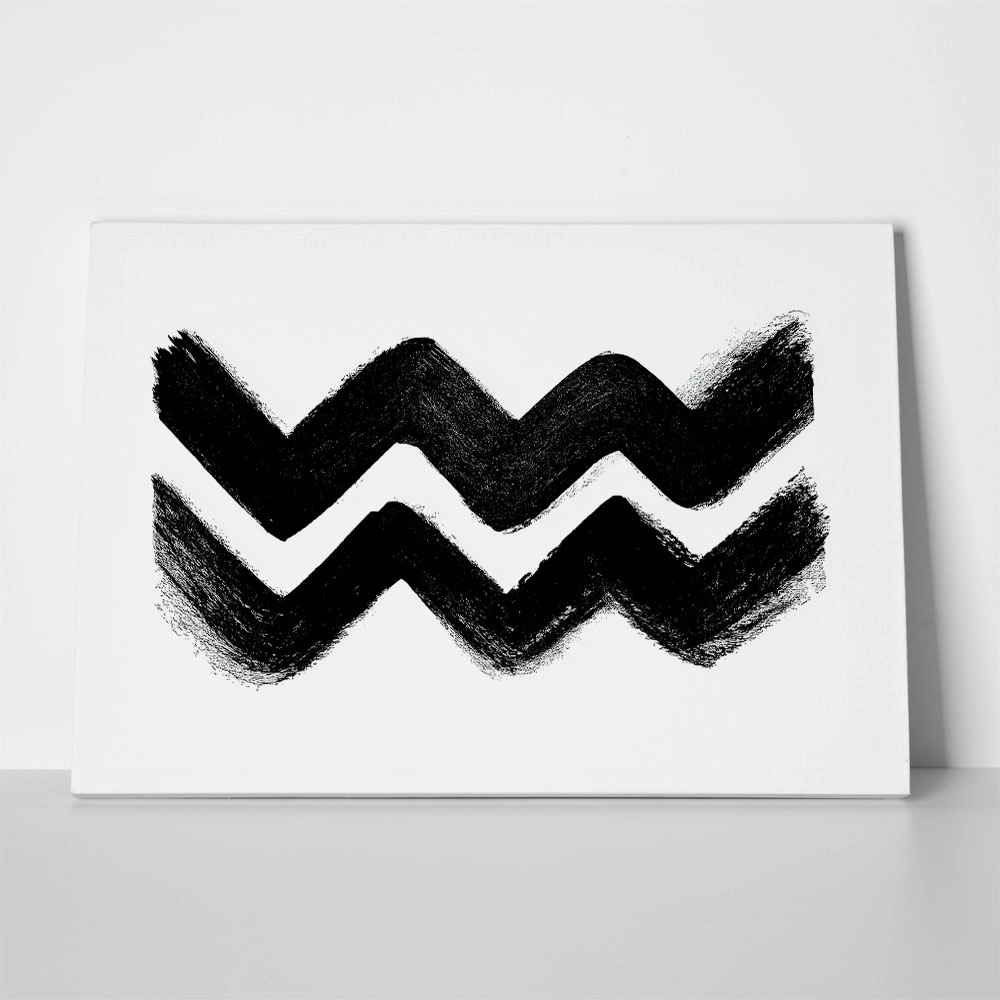 Πίνακας σε Καμβά BOHO BLACK & WHITE ZIG ZAGS