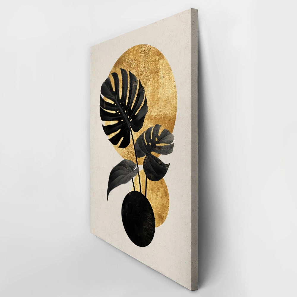 Πίνακας σε Καμβά BOHO LUXURY CIRCLES AND LEAVES 2