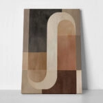 Πίνακας σε Καμβά BROWN BEIGE AND WHITE CURVED SHAPES