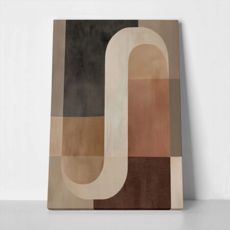Πίνακας σε Καμβά BROWN BEIGE AND WHITE CURVED SHAPES - 