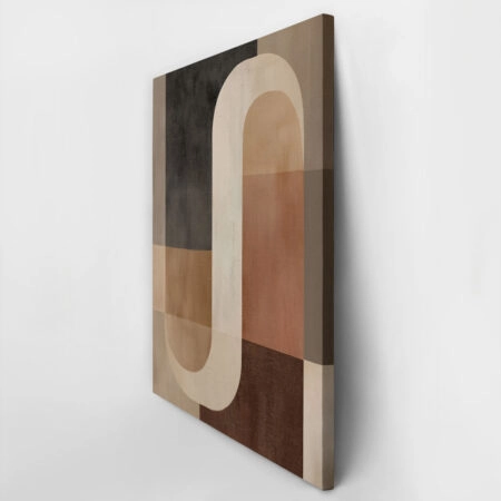 Πίνακας σε Καμβά BROWN BEIGE AND WHITE CURVED SHAPES -  Sticky 3