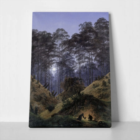 Πίνακας σε Καμβά CASPAR DAVID FRIEDRICH - FOREST INTERIOR BY MOONLIGHT - Caspar David Friedrich