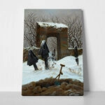 Πίνακας σε Καμβά CASPAR DAVID FRIEDRICH - GRAVEYARD UNDER SNOW