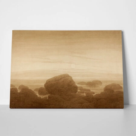 Πίνακας σε Καμβά CASPAR DAVID FRIEDRICH - MOONRISE ON AN EMPTY SHORE - Caspar David Friedrich
