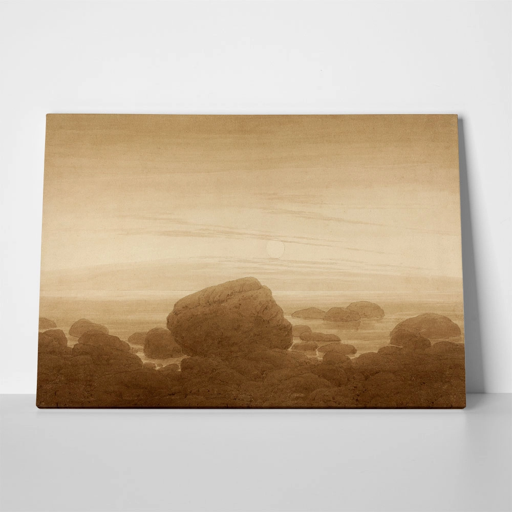 Πίνακας σε Καμβά CASPAR DAVID FRIEDRICH - MOONRISE ON AN EMPTY SHORE