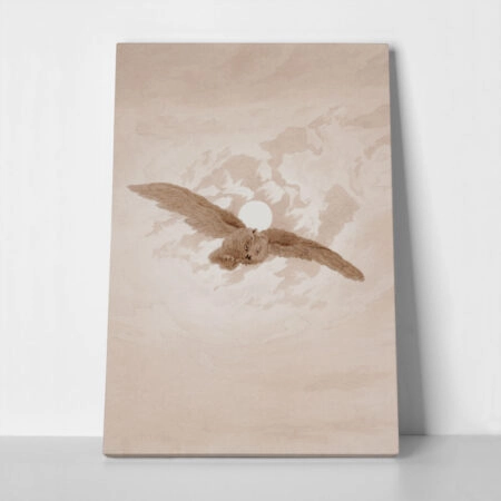 Πίνακας σε Καμβά CASPAR DAVID FRIEDRICH - OWL FLYING AGAINST A MOONLIT SKY - Caspar David Friedrich