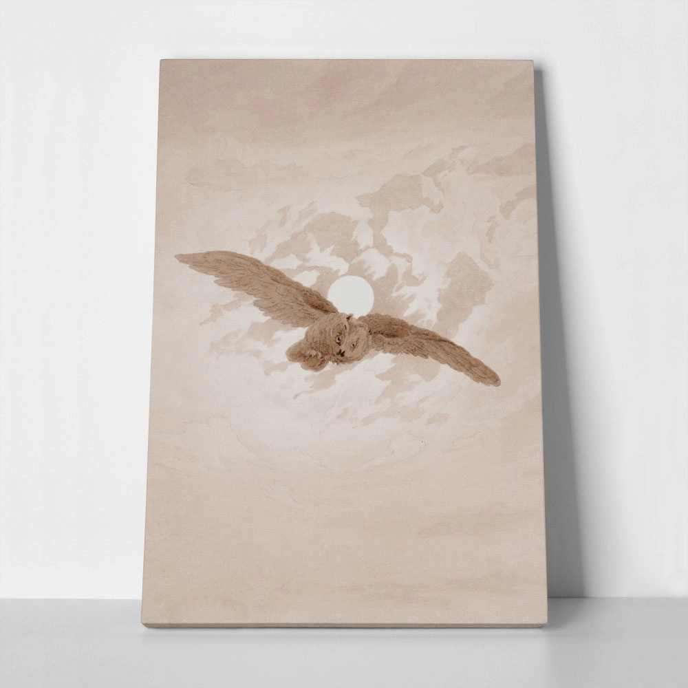 Πίνακας σε Καμβά CASPAR DAVID FRIEDRICH - OWL FLYING AGAINST A MOONLIT SKY
