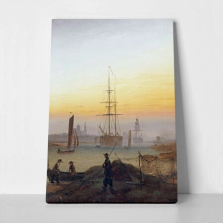 Πίνακας σε Καμβά CASPAR DAVID FRIEDRICH - THE PORT OF GREIFSWALD - Caspar David Friedrich