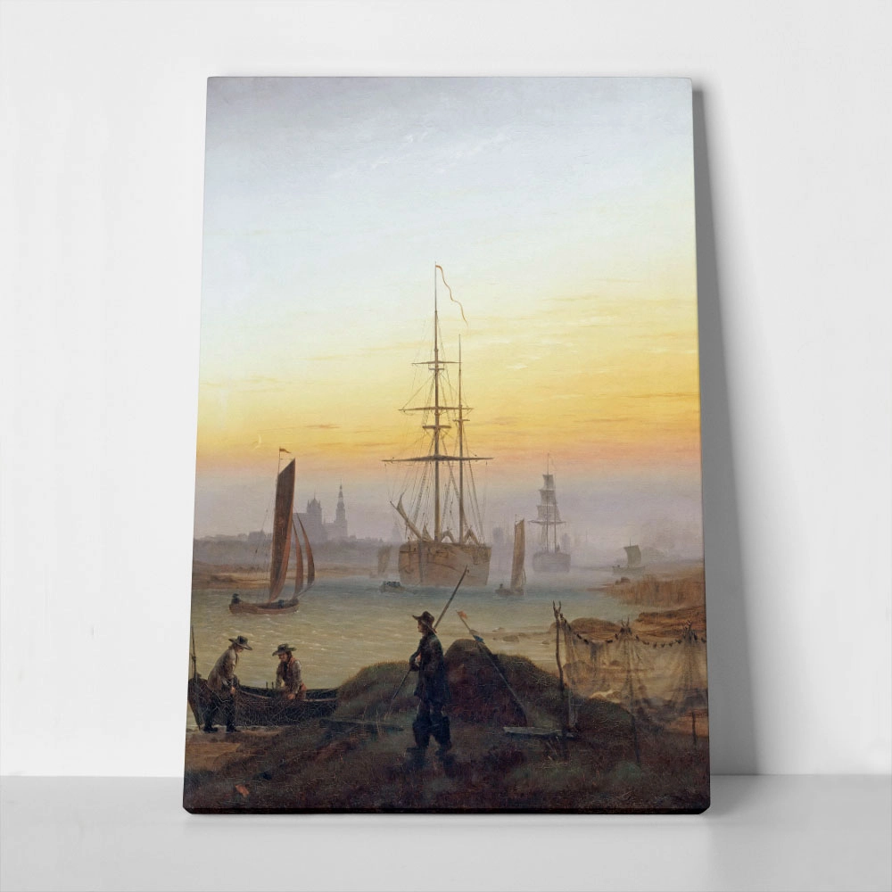 Πίνακας σε Καμβά CASPAR DAVID FRIEDRICH - THE PORT OF GREIFSWALD