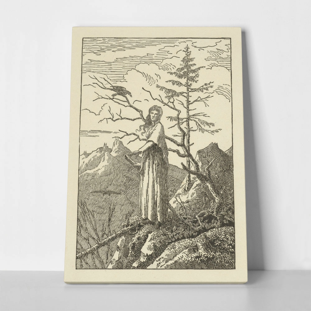 Πίνακας σε Καμβά CASPAR DAVID FRIEDRICH - WOMAN WITH A RAVEN AT AN ABYSS