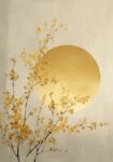 Πίνακας σε Καμβά GOLDEN CHERRY BLOSSOMS WITH SUN