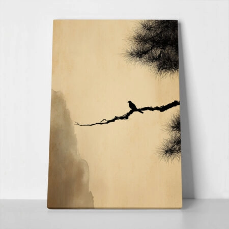 Πίνακας σε Καμβά JAPANDI BIRD ON BRANCH - 