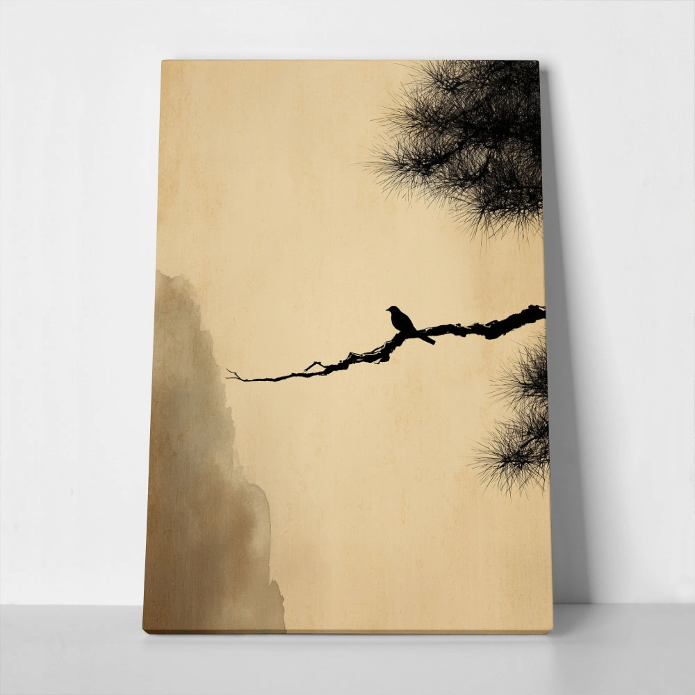 Πίνακας σε Καμβά JAPANDI BIRD ON BRANCH