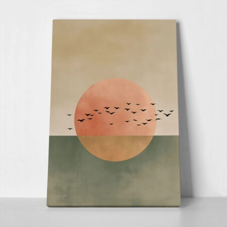 Πίνακας σε Καμβά JAPANDI BIRDS WITH SUN - 