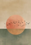 Πίνακας σε Καμβά JAPANDI BIRDS WITH SUN