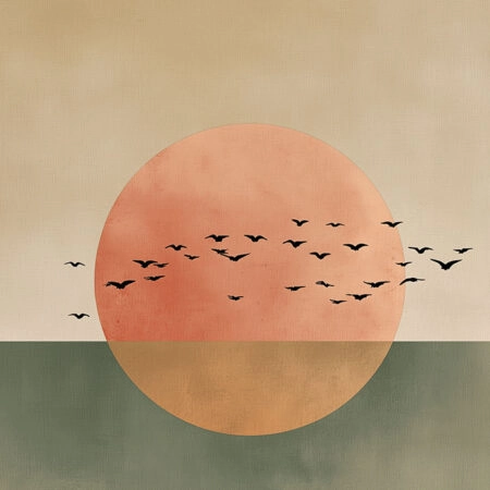 Πίνακας σε Καμβά JAPANDI BIRDS WITH SUN -  Sticky 5