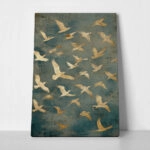 Πίνακας σε Καμβά JAPANDI GOLDEN BIRDS