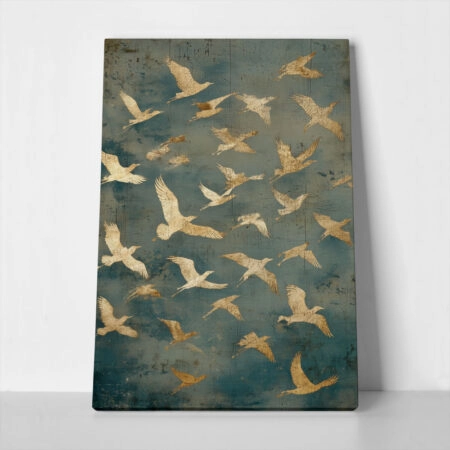 Πίνακας σε Καμβά JAPANDI GOLDEN BIRDS
