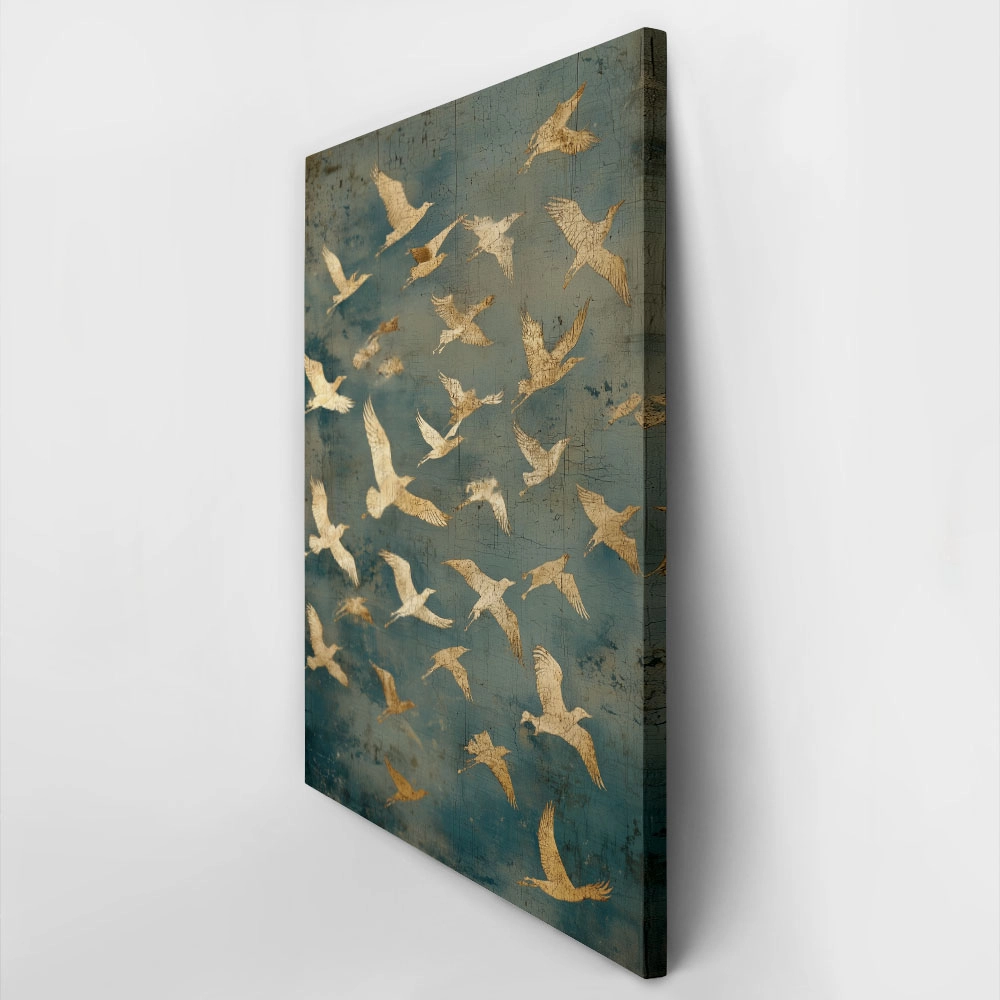 Πίνακας σε Καμβά JAPANDI GOLDEN BIRDS