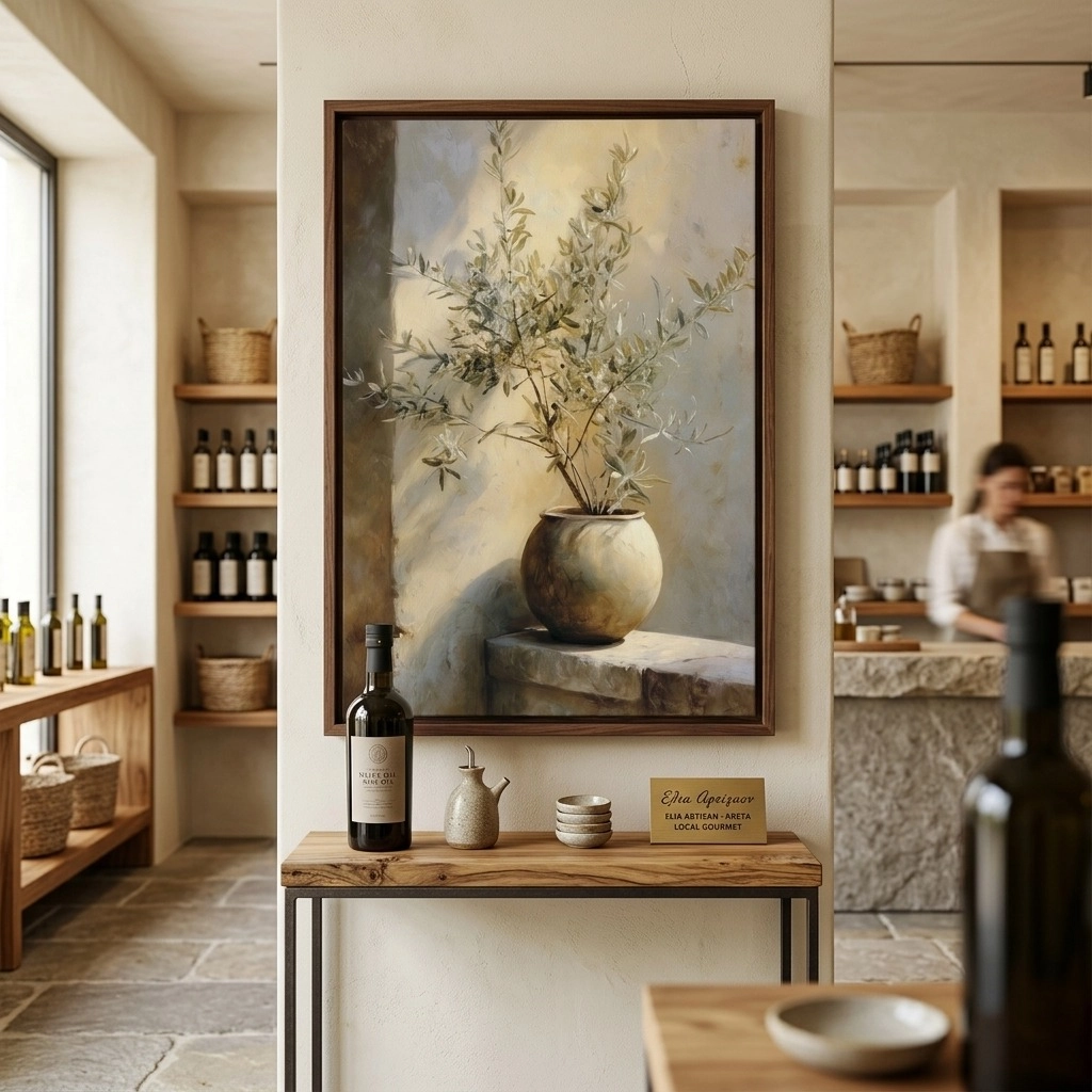 Πίνακας σε Καμβά OLIVE TREE IN POT