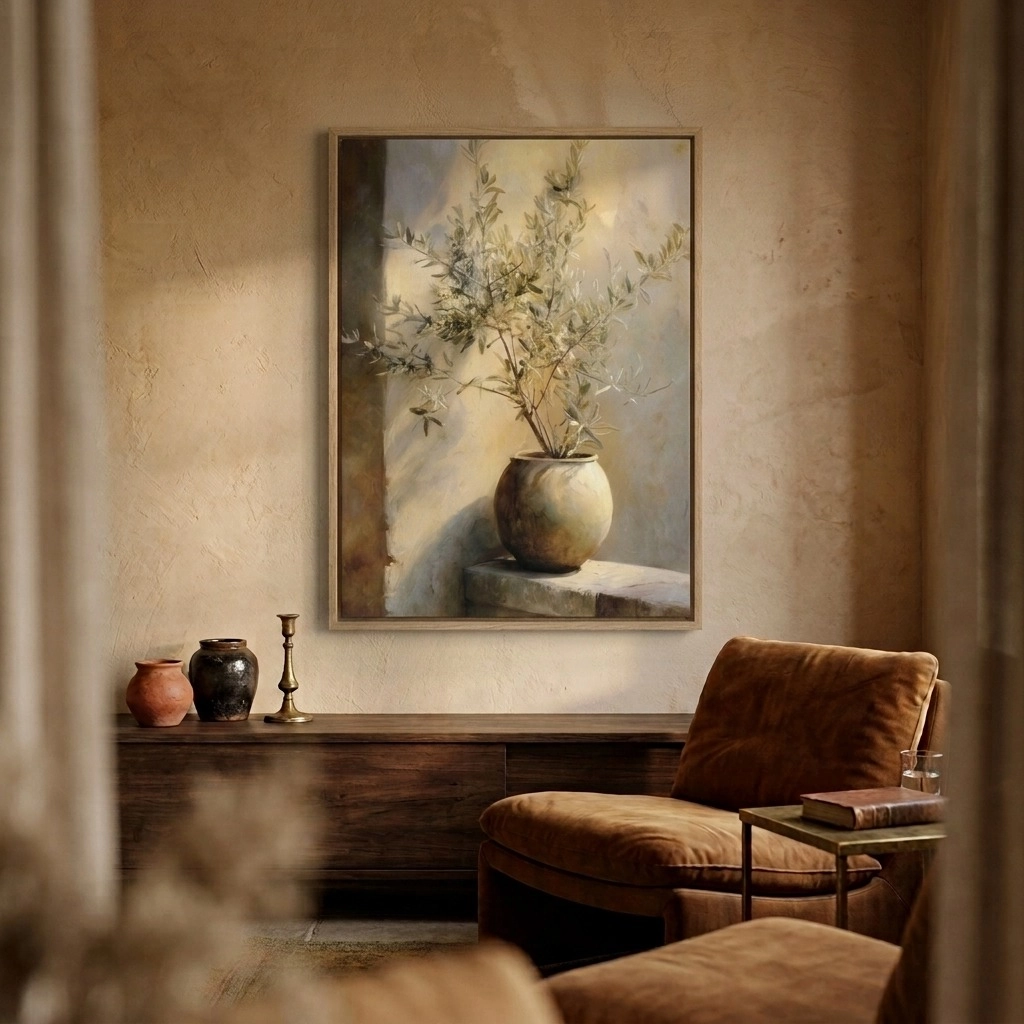 Πίνακας σε Καμβά OLIVE TREE IN POT