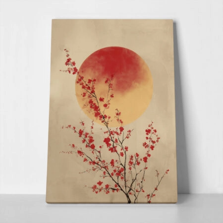 Πίνακας σε Καμβά RED CHERRY BLOSSOMS WITH SUN