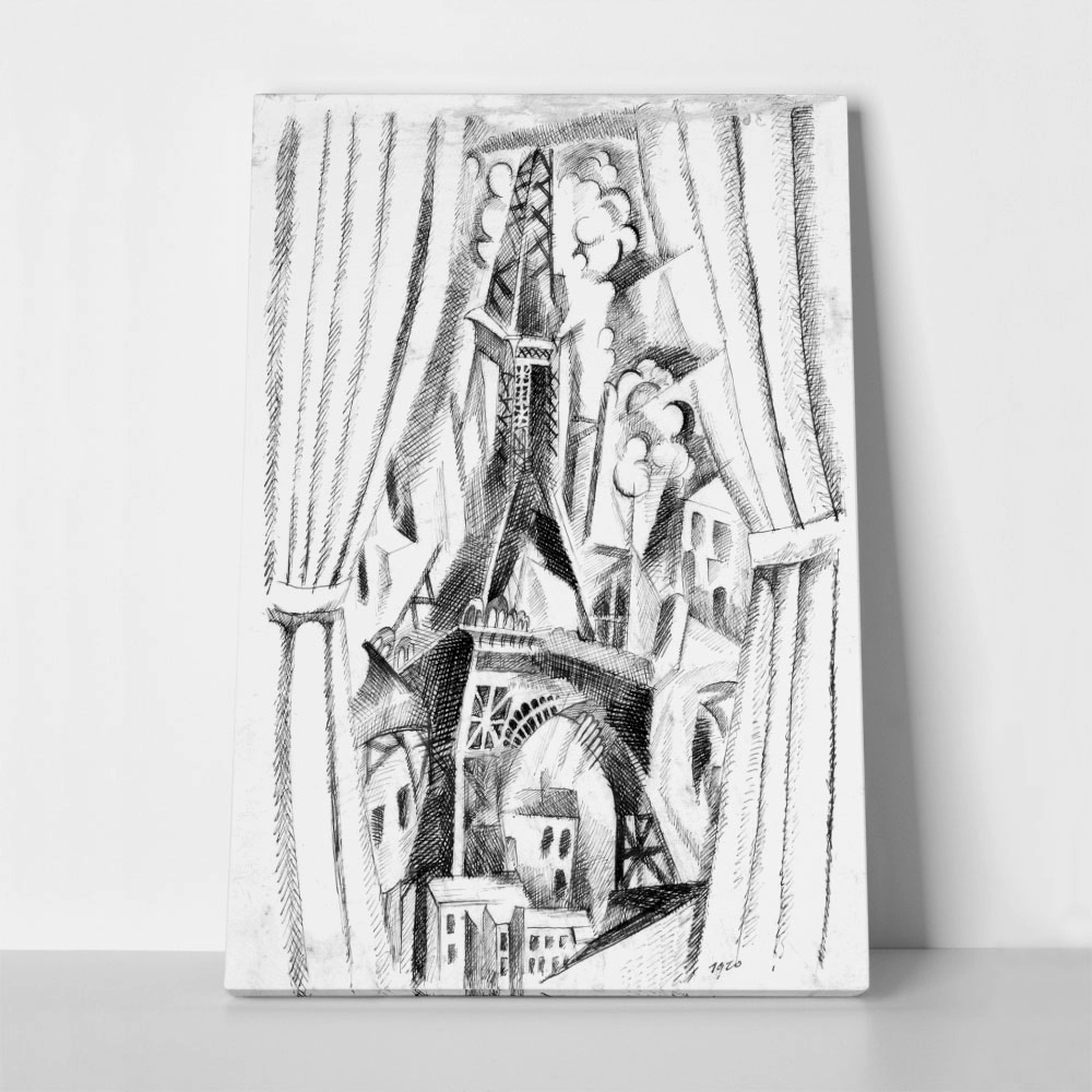 Πίνακας σε Καμβά ROBERT DELAUNAY - THE EIFFEL TOWER AND CURTAIN