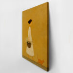 Πίνακας σε Καμβά WOMAN WITH FLOWER BASKET AND CAT