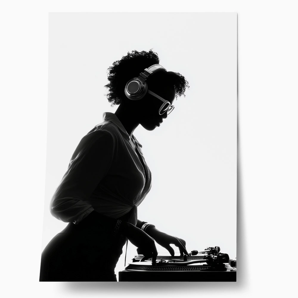 Poster AFROCENTRIC DJ BLACK AND WHITE