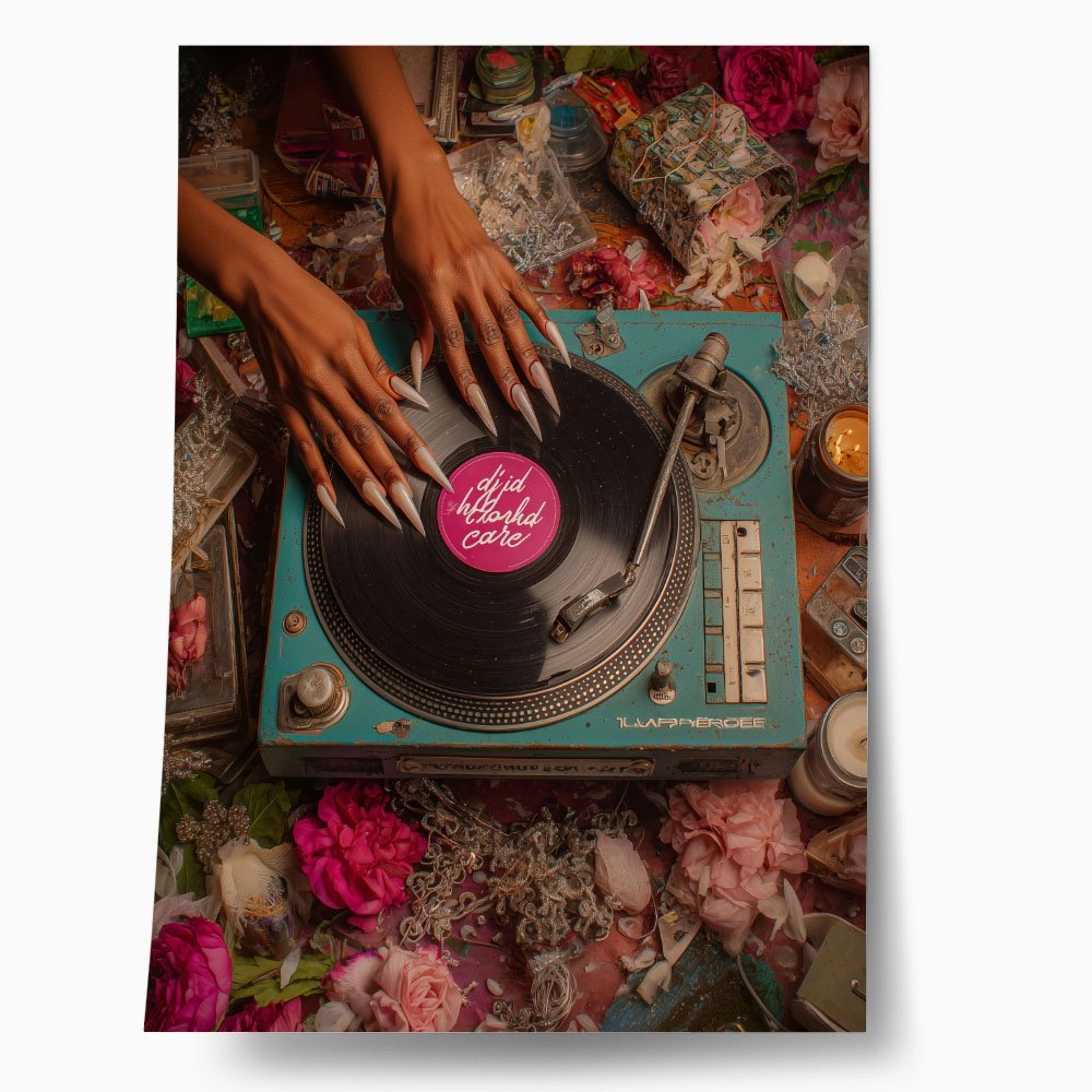 Poster AFROCENTRIC DJ WITH FLOWERS