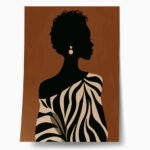 Poster AFROCENTRIC FEMALE SILHOUETTE WITH ZEBRA DRESS