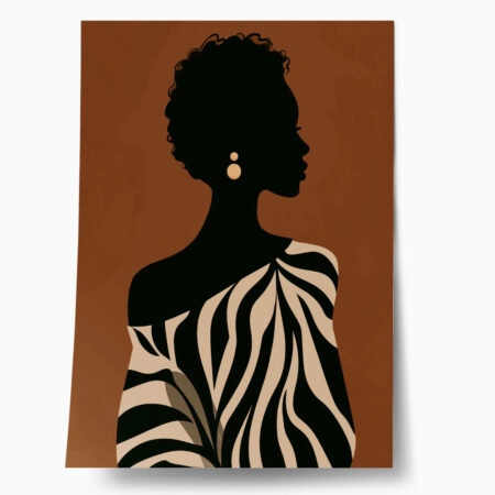 Poster AFROCENTRIC FEMALE SILHOUETTE WITH ZEBRA DRESS - 