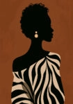 Poster AFROCENTRIC FEMALE SILHOUETTE WITH ZEBRA DRESS