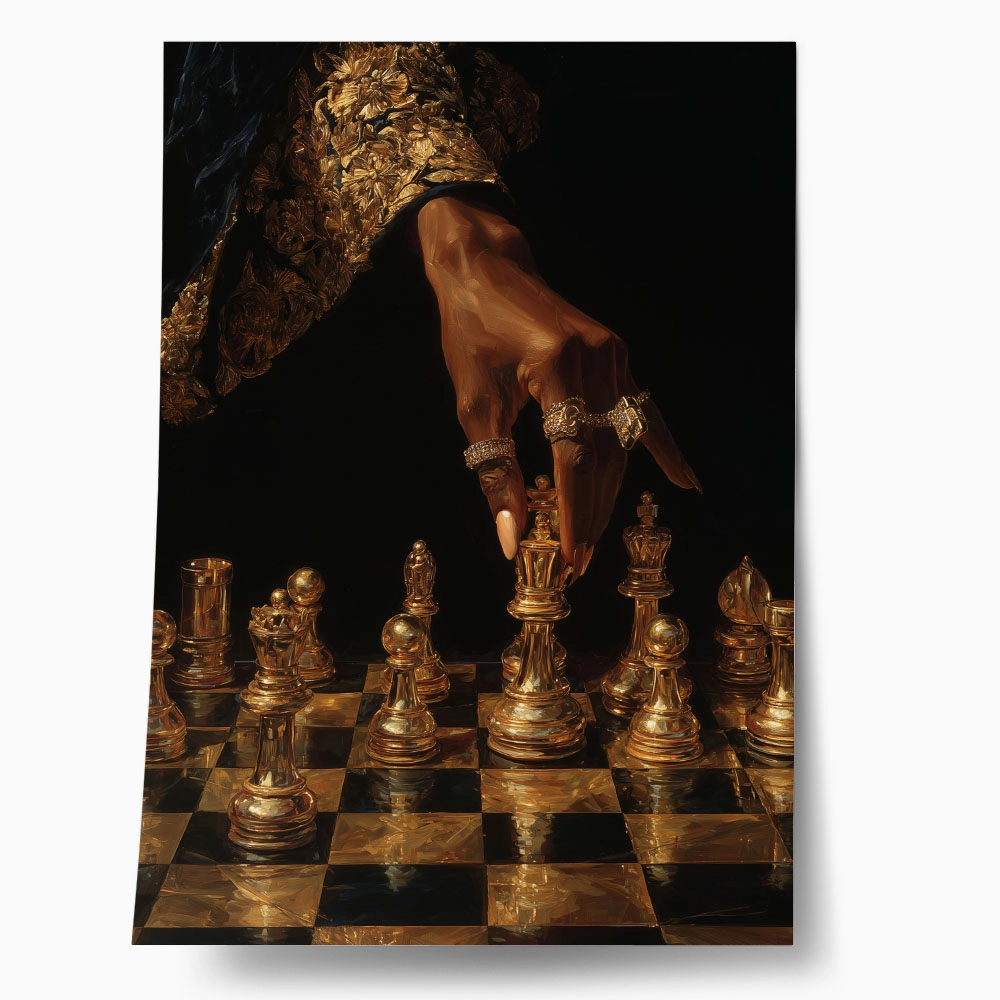 Poster AFROCENTRIC PLAYING CHESS DARK