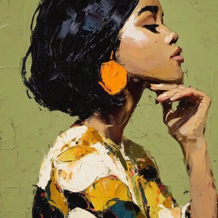 Poster AFROCENTRIC STYLIZED WOMAN WITH BRUSH STROKES -  Sticky 2