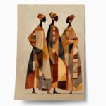 Poster AFROCENTRIC THREE FIGURES EARTHY COLORS